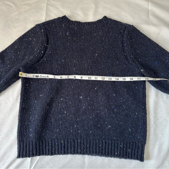 Theory Short Sleeve Speckled Wool Sweater Navy Blue Size Large - Picture 2 of 10